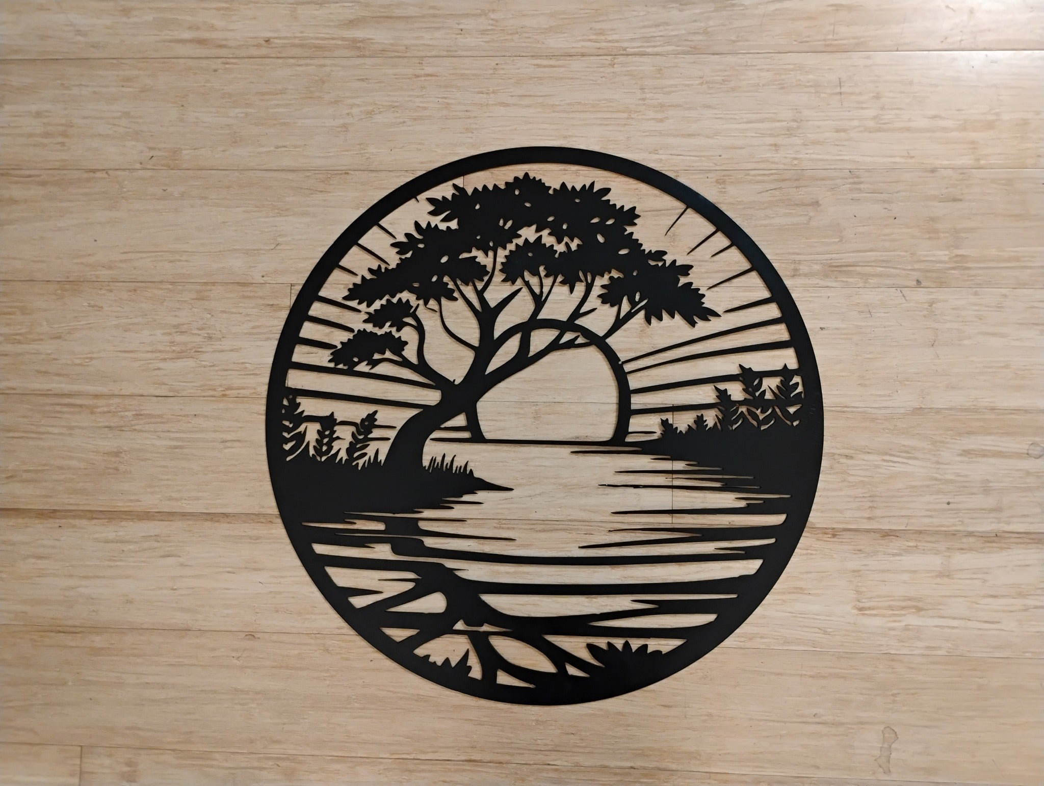 Sunset Over Water - Round wall hanger